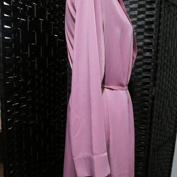 State of Day Notched Collar Crepe de Chine Self-Tie Robe Mauve Orchid NWT - Picture 6 of 7